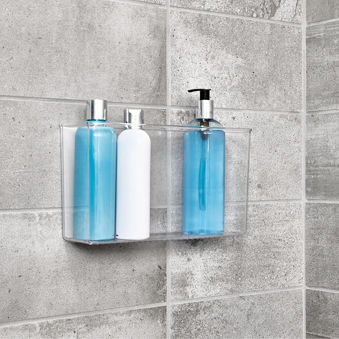 iDesign AFFIXX Plastic Wall Mount Organizer for Kitchen Bathroom, Office, Bedroom, Garage, Craft Room, 3.5" x 11" x 6.5", Clear | For Kitchen, Bathroom, Office, Bedroom, Garage, Craft Room