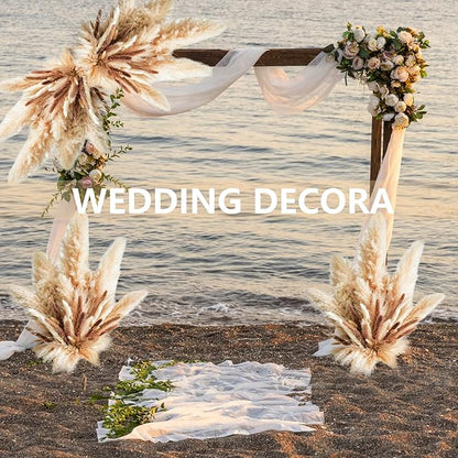 Decorative Tall Pampas Grass for Floor Vase – Premium Large Pampas Grass Decor Tall, 17"-40" Pampas Grass Stems, Dried Pampas Grass Decor Tall, Natural Pampas Grass with Beige Decor and Boho Feathers