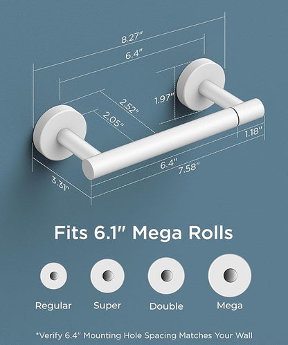 FORIOUS Toilet Paper Holder Wall Mount, Stainless Steel Rustproof Double Post Pivoting Tissue Roll Holder for Bathroom, Commercial Toilet Paper Dispenser, White
