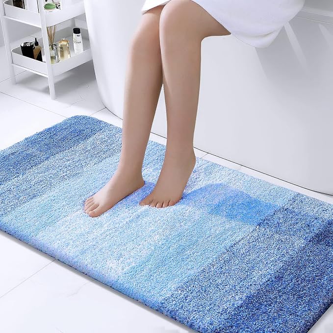 OLANLY Large Bathroom Rugs Mat 40x24, Extra Soft Absorbent Microfiber Bath Rugs, Rubber Backing, Quick Dry, Washable Bath Mats for Bathroom, Tub and Shower, Home Decor Accessories, Light Royal Blue