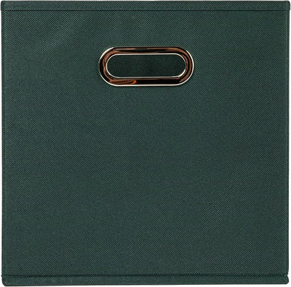 Household Essentials Foldable Fabric Storage Cubes 36-Pack – 11x11x11 Stackable Non-Woven Bins with Chipboard Sides & Grommet Handles – Closet, Shelf, Nursery, or Office Organizer – Dark Green