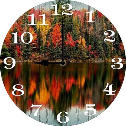 Lakes Wall Clock 10 Inch Silent Non Ticking Battery Operated Wooden Modern Office Simple Minimalist Clock Decorative for Kitchen Home Bathroom Living Room