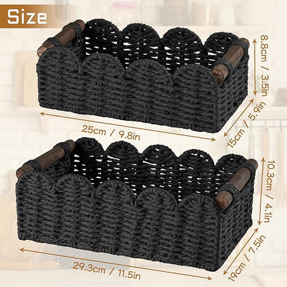 Storage Basket Wicker Baskets for Organizing Toilet Paper Storage Basket for Toilet Tank Top,Black