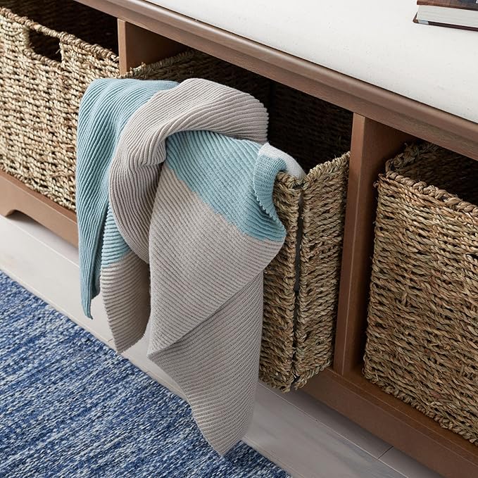 Safavieh American Homes Collection Lonan Grey and White Wicker Storage Bench