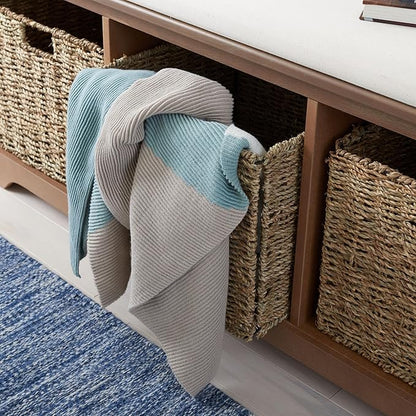 Safavieh American Homes Collection Lonan Grey and White Wicker Storage Bench