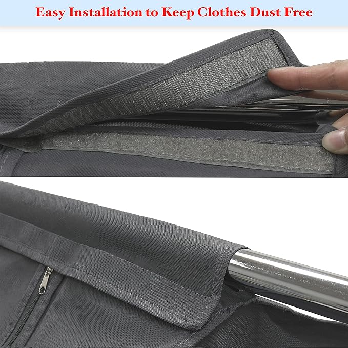 Simple Houseware 30"W x 54"H Garment Cover with Bottom Seal and Clear Window for Clothes Rack/Closet/Hanging Clothes, Dark Gray