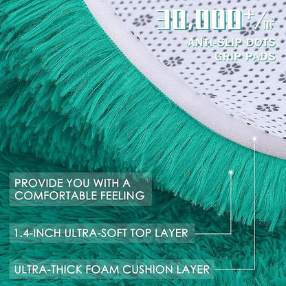 OLANLY 8x10 Machine Washable Large Area Rugs for Living Room, Bedroom, Soft Fluffy Shaggy Bedside Rug, Indoor Floor Carpet for Kids Girls and Boys, Dorms, Nursery, Home Decor Aesthetic, Teal Green
