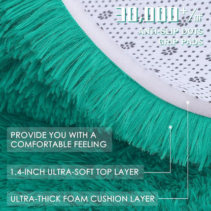 OLANLY 6x9 Machine Washable Large Area Rugs for Living Room, Bedroom, Soft Fluffy Shaggy Bedside Rug, Indoor Floor Carpet for Kids Girls and Boys, Dorms, Nursery, Home Decor Aesthetic, Teal Green