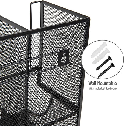 Mind Reader Multipurpose Countertop Organizer, Office Breakrooms, Cup and Condiment Station, Metal Mesh, Black