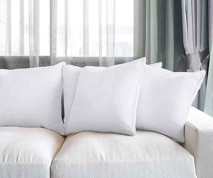 Utopia Bedding Throw Pillows (Set of 4, White), 20 x 20 Inches Pillows for Sofa, Bed and Couch Decorative Stuffer Pillow (Pack of 2)