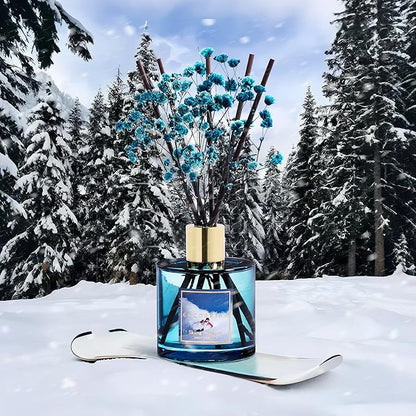 COCORRÍNA Reed Diffuser - Skiing in Aspen Reed Diffuser Set with 8 Sticks & Preserved Baby's Breath, Reed Diffuser for Home Bathroom Shelf Decor