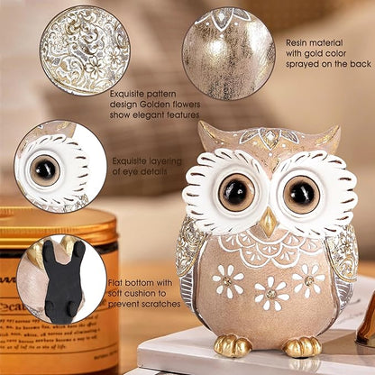 Leekung Owl Figurine Home Decor,Owl Statues and Sculptures for Shelf Decor Accents,Boho Owls Decorations for Bookshelf Bedroom Living Room Office Table Decor,Animal Gifts for Bird Lovers Women