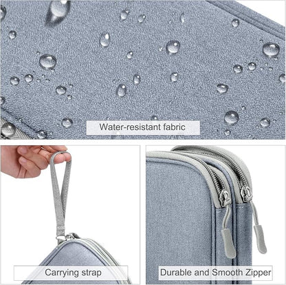 FYY Electronic Organizer, Travel Cable Organizer Bag Pouch Electronic Accessories Carry Case Portable Waterproof Double Layers Storage Bag for Cable, Charger, Phone, Earphone, Medium Size, Light Grey
