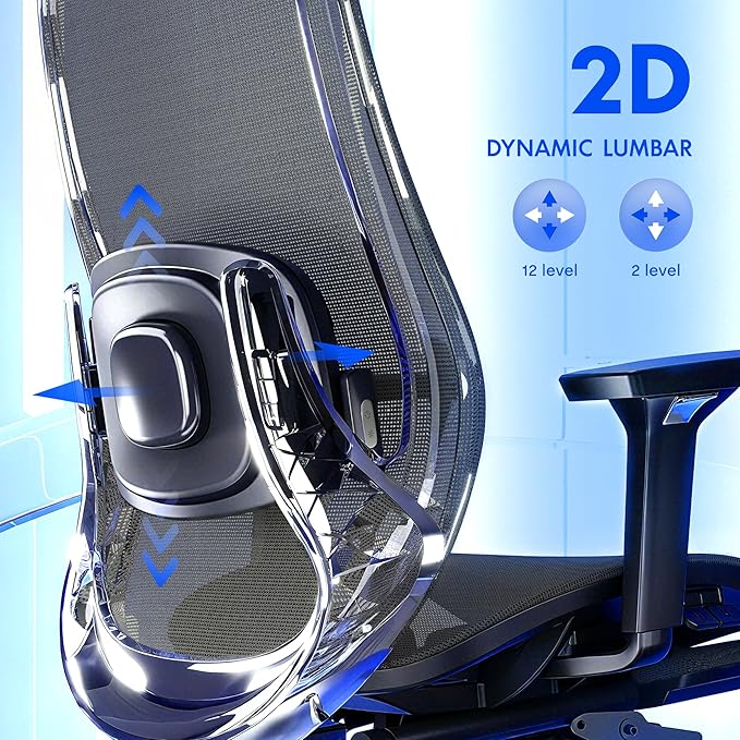 FLEXISPOT MasterEase Massage Office Chair with Footrest, High Back Ergonomic Desk Chair with Adjustable Headrest, 3D Armrests, 2D Lumbar Heated Massage, 4-Position Recline, Mesh Seat, Black