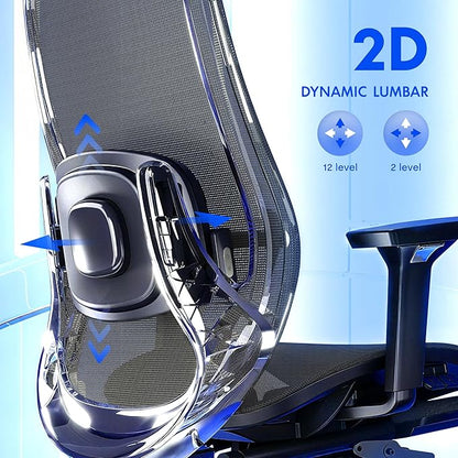 FLEXISPOT MasterEase Massage Office Chair with Footrest, High Back Ergonomic Desk Chair with Adjustable Headrest, 3D Armrests, 2D Lumbar Heated Massage, 4-Position Recline, Mesh Seat, Black