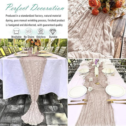 8 Pack Dusty Pink Cheesecloth Table Runner 22 x 108 inch Gauze Cheese Cloth Table Runner Bulk for Rustic Wedding Baby Shower Birthday Party Boho Table Decor