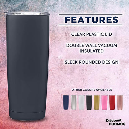 DISCOUNT PROMOS Pipette Stainless Steel Coffee Tumblers 20 oz. Set of 6, Bulk Pack - Double Wall, Perfect for Coffee, Hot Cocoa, Other Hot & Cold Beverages - Charcoal