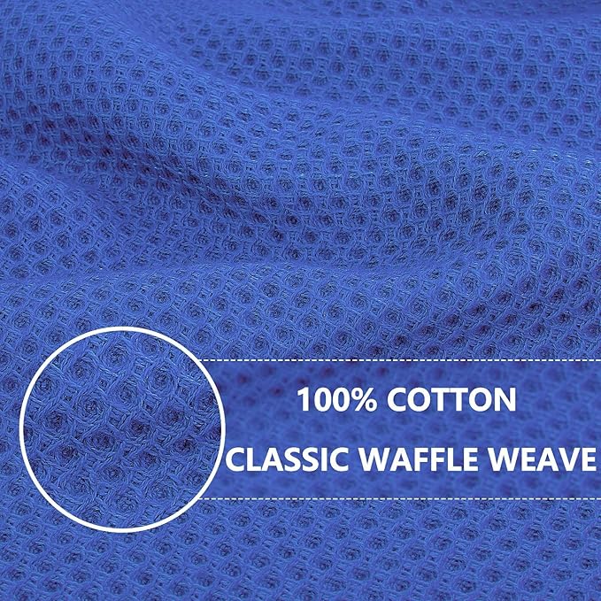 Homaxy 100% Cotton Waffle Weave Kitchen Dish Cloths, Ultra Soft Absorbent Quick Drying Dish Towels, 12 x 12 Inches, 24-Pack, Blueberry