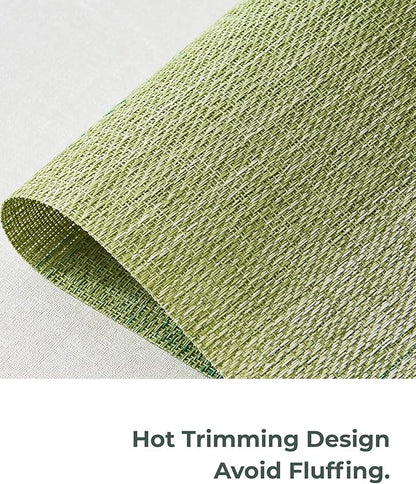Leetaltree Gradient Green Woven Placemats Set of 12 - Heat Resistant Non-Slip Place mats for Dining Table, Washable Durable PVC Vinyl Woven Table Mats(Gradient Green, 12)
