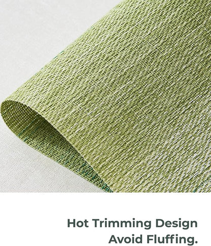 Leetaltree Gradient Green Woven Placemats Set of 4 - Heat Resistant Non-Slip Place mats for Dining Table, Washable Durable PVC Vinyl Woven Table Mats(Gradient Green, 4)