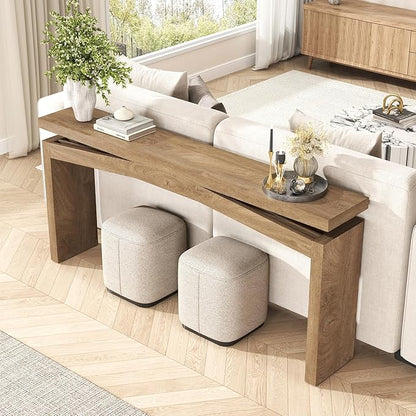 Console Table for Entryway Living Room, 63-Inch Wooden Rectangular Sofa Tables Narrow Long Behind Couch, Large Farmhouse Foyer Entrance Table for Home, Hallway, Apartment, Natural Brown