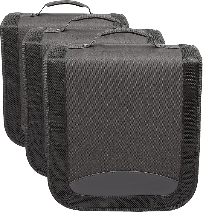 Amazon Basics Polyester CD/DVD Portable Storage Binder,400-capacity,Black,(Pack of 3)