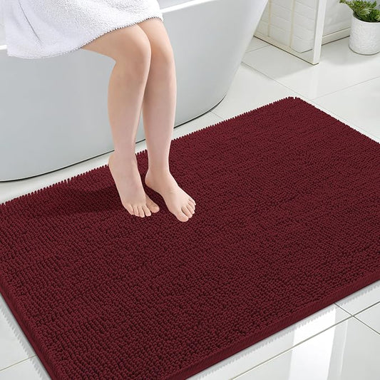 OLANLY Large Bathroom Rugs 44x32, Soft Absorbent Chenille Bath Rugs, Rubber Backing Quick Dry, Machine Washable Bath Mats for Bathroom Floor, Tub and Shower, Home Decor Accessories, Andorra Red-Brown