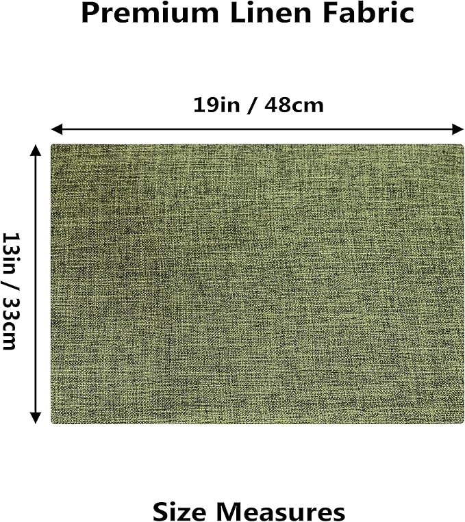 Home Brilliant Linen Cloth Placemats Set of 4 Heat Resistant Dining Table Place Mats Table Mat Kitchen for Wedding Holiday Parties Spring Decor, Green