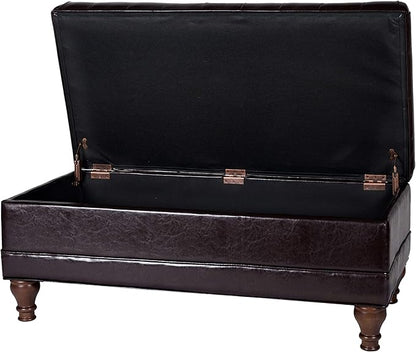 HomePop Deluxe Tufted Storage Bench with Hinged Lid, Espresso