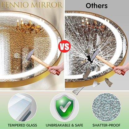 FENNIO Full Length Mirror with Lights, 80" x 36" LED Full Body Mirror for Bedroom, Salon, Dimmable, 3 Color Lighting [Tempered Glass]