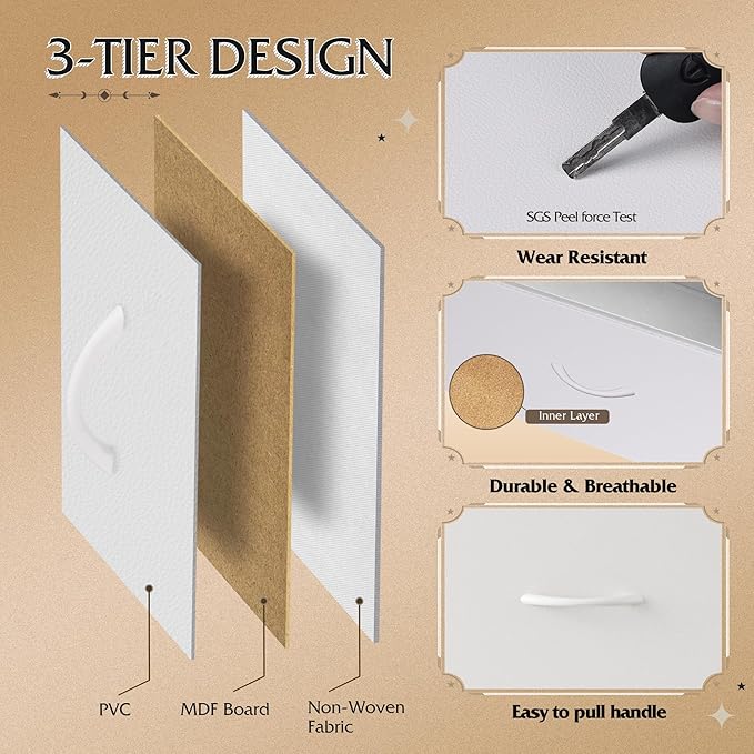 WLIVE 7 Drawer Dresser TV Stand, Dressers for Bedroom, Fabric Storage Tower, Hallway, Entryway, Closets, Sturdy Steel Frame, Wood Top, Easy Pull Handle, White