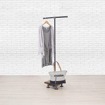 Industrial Pipe and Wood Clothes Rack 2-Way, Garment Rack, Clothing Rack, Closet Organizer, Clothing Storage and Display, Wood Shelving