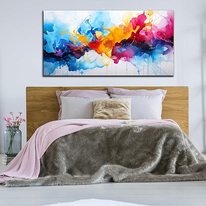 Alsingbago Colorful Abstract Canvas Wall Art for Living Room Bedroom Home Office Modern Wall Decor Blue Orange Pink Gray Abstract Picture Ready to Hang Size 30x60