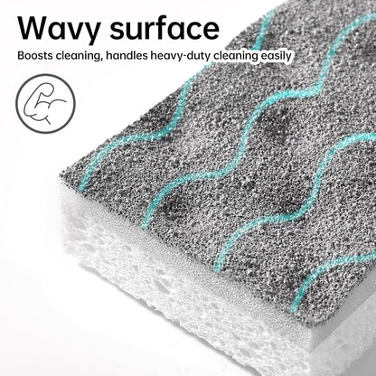 JOYMOOP Textured Clean Sponges, Dual-Sided Non-Scratch Soft Scrub Dish Sponge, Safe for Non-Stick Cookware, Kitchen and Household Cleaning, 12 Pack [Grey & White]