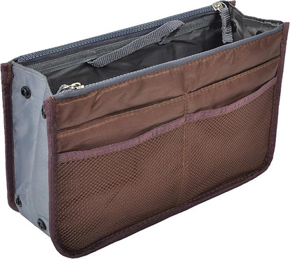 Vercord Purse Organizer Insert for Handbags Bag Organizers Inside Tote Pocketbook Women Nurse Nylon 13 Pockets Coffee Medium