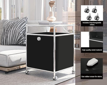 Simplink Matte Storage Cart with Flap Door, Large Capacity Storage Cart with Detachable Wheels, DIY Modern Home Furnishing, Great for Home, Office, Bedroom, Kitchen (Black)