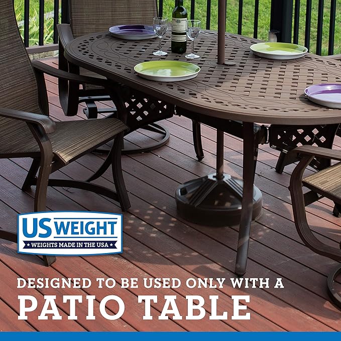 US Weight Durable 50 Pound Fillable Umbrella Base Designed to be Used with a Patio Table