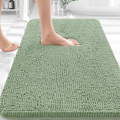 OLANLY Bathroom Rugs 32x20, Extra Soft Absorbent Chenille Bath Rugs, Rubber Backing Quick Dry, Machine Washable Bath Mats for Bathroom Floor, Tub and Shower, Home Decor Accessories, Sage Green