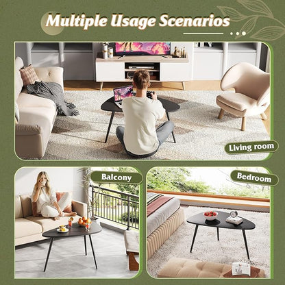 WLIVE Oval Coffee Tables, Modern Coffee Table for Living Room, Coffe Table for Small Space Home Office, Easy Assembly, 33.5" W x 18.9" D x 18.7" H (Black)