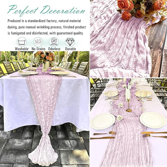 8 Pack Light Pink Cheesecloth Table Runner 22 x 108 inch Gauze Cheese Cloth Table Runner Bulk for Rustic Wedding Baby Shower Birthday Party Boho Table Decor