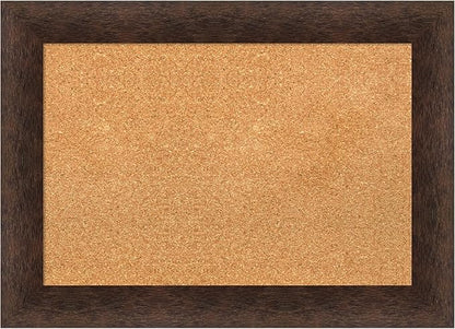 Amanti Art Natural Cork Board for Wall, 21x29 Vision Board with Brown Wood Frame, Medium Corkboard Office Decor for Home Organization, Casual Corkboard Pinboard to Display Items for Home Organization