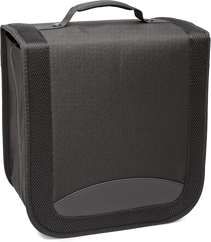 Amazon Basics Polyester CD/DVD Portable Storage Binder with Handle, 400-Capacity, Black