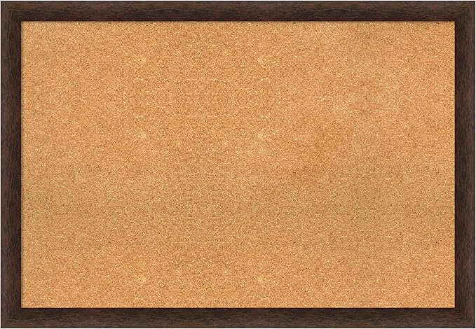 Amanti Art Natural Cork Board for Wall, 27x39 Vision Board with Brown Wood Frame, Large Corkboard Office Decor for Home Organization, Casual Corkboard Pinboard to display items for home organization