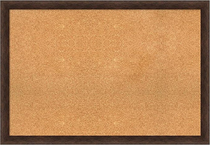 Amanti Art Natural Cork Board for Wall, 27x39 Vision Board with Brown Wood Frame, Large Corkboard Office Decor for Home Organization, Casual Corkboard Pinboard to display items for home organization
