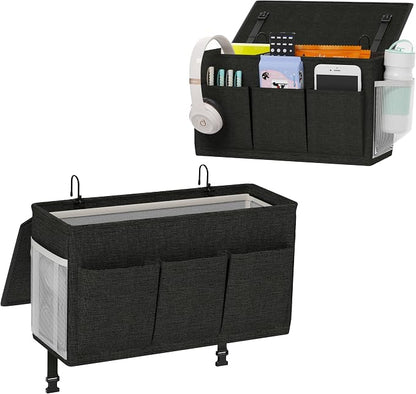 Edudif Dual-purpose Bedside Caddy Bedside Organizer, Bed Caddy with 6 Pockets, Versatile Bedside Storage Solution Magazine Remotes holder, ideal for Home, Dorm, Hospital, Crib Bed
