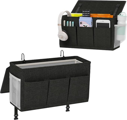 Edudif Dual-purpose Bedside Caddy Bedside Organizer, Bed Caddy with 6 Pockets, Versatile Bedside Storage Solution Magazine Remotes holder, ideal for Home, Dorm, Hospital, Crib Bed