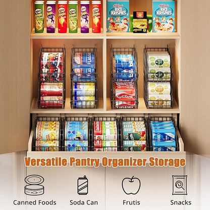 Sonyabecca 6-Pack Can Storage Organizer Pantry, Stackable Kitchen Canned Food Holder With Handles, Can Organizer For Pantry Countertop Cabinet, Beverage Drink Pop Soda Can Dispenser Patent Pending