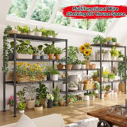 REIBII 35.5" W Wire Shelving Storage Shelves Metal Shelves Heavy Duty Shelving, Adjustable Garage Storage Wire Shelf Pantry Shelves for Kitchen Rack, Bedroom, 35.5''W x 14''D x 59''H