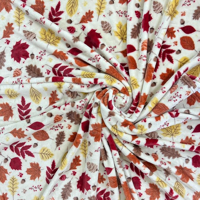 Fall Decor Throw Blanket: Soft Warm Autumn Leaves and Berries in Red Yellow Brown Beige Colors for Living Room Couch Bed Chair Dorm, Oversized 50" x 70" inches