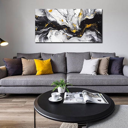 Alsingbago Large Abstract Canvas Wall Art for Living Room Bedroom Black and White Picture Ink and Wash Style Prints for Home Office Decoration Size 20x40 Ready to Hang